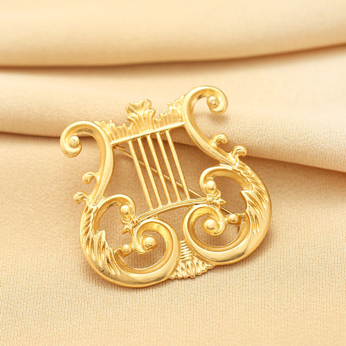 "Golden Chord" Retro Harp Brooch: A Minimalist Niche Accessory