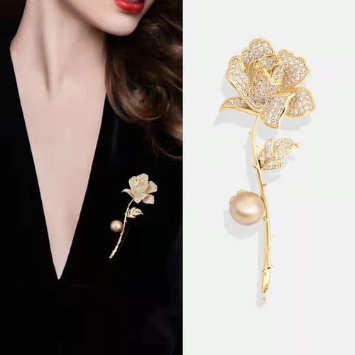 Crimson Solstice: Artisan Rose Brooch & Floral Statement Pin
