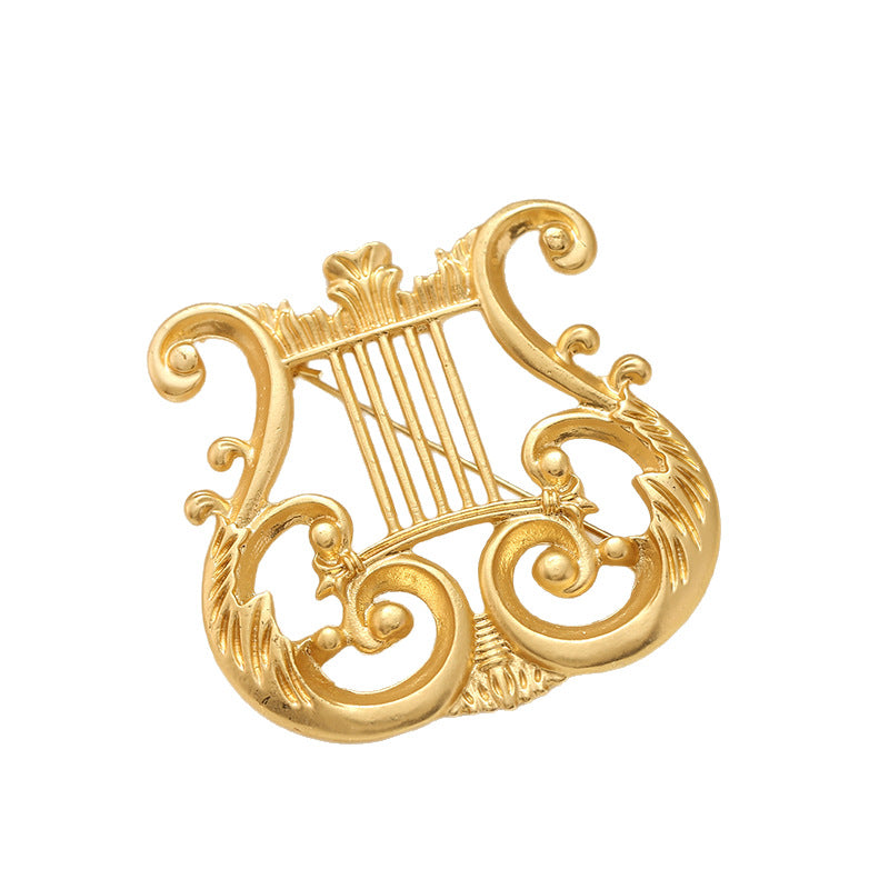"Golden Chord" Retro Harp Brooch: A Minimalist Niche Accessory